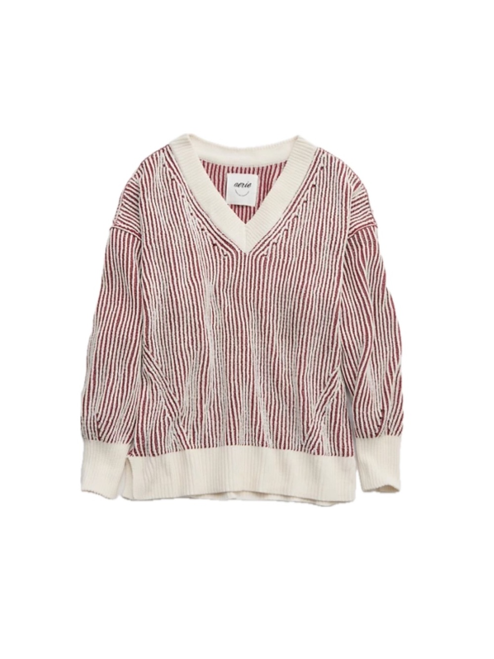 Aerie Beyond Chenille V-Neck Sweater - Rustic Red, Size S